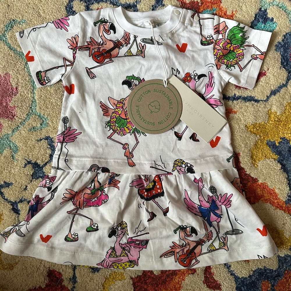 Stella McCartney 3 months Colorful Flamingo Print Dress